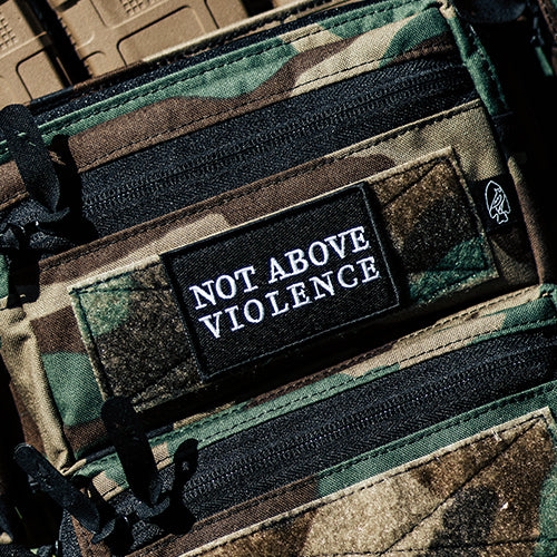 Not Above Violence Patch - Embroidered White/Black